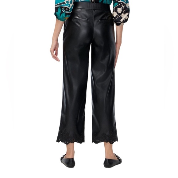 Chico’s Women’s Black Faux Leather Cutout Ankle Crop Trouser Pants - Picture 14 of 14